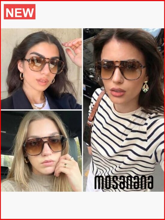 Oversized Aviator Sunglasses with Polarized Lens Double Bridge Sturdy Frame main image 6